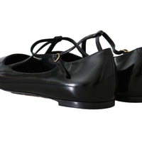 Black Leather Leopard Ballet Flats