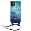 Mermaid and Whales iPhone Silicone Case with Leather Lanyard