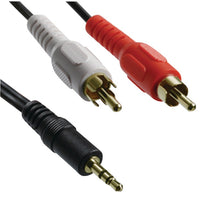 Y-Adapter with 3.5mm Stereo Plug to 2 RCA Plugs, 3ft