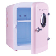 6-Can Retro Portable Beverage Refrigerator with Bluetooth(R) Speaker (Pink)