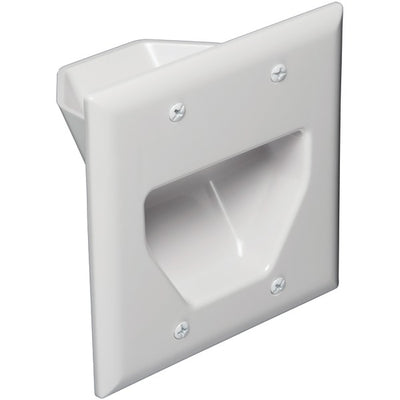 2-Gang Recessed Cable Plate (White)