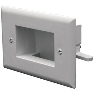Easy-Mount Recessed Low-Voltage Cable Plate (White)