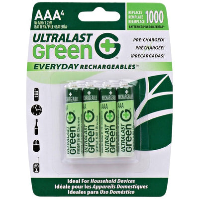 Green Everyday Rechargeables AAA NiMH Batteries, 4 pk