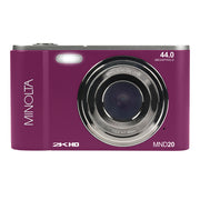 MND20 16x Digital Zoom 44 MP/2.7K Quad HD Digital Camera (Magenta)