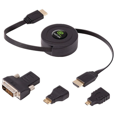 Retractable Standard HDMI(R) Cable with Mini, Micro and DVI Adapters, 5 Feet