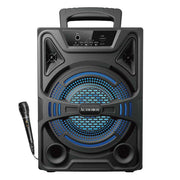 Portable Bluetooth(R) Speaker with Lights and Wired Microphone, Black, ABX-808R