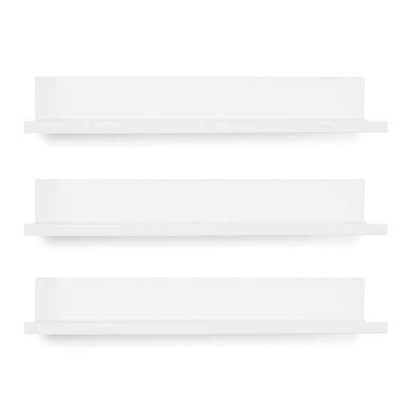 16-In. No-Stud Floating Photo Ledge 3 Pack, with Connector Kit (White)