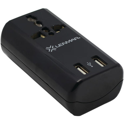 Ultra-Compact All-in-One Travel Adapter with USB Port (Black)