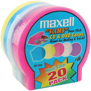 Slim CD-DVD Shell Cases, 20 pk (Assorted Colors)