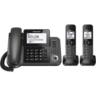 Corded-Cordless Phone and Answering Machine with 2 Cordless Handsets