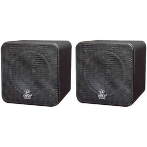 4" 200-Watt Mini-Cube Bookshelf Speakers (Black)