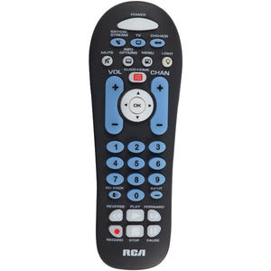 3-Device Big-Button Universal Remote with Streaming & Dual Navigation (Black)