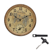 14-In. Wine Time Poly Resin Clock and Thermometer with Bonus Corkscrew