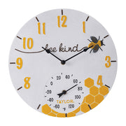 14-In. Bee Kind Poly Resin Clock with Thermometer