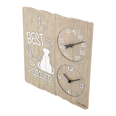 14-In. x 14-In. Beach Rules Poly Resin Clock with Thermometer