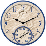 14" By the Sea Poly Resin Clock with Thermometer