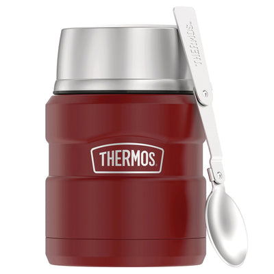Stainless King(TM) Vacuum-Insulated 16-Oz. Food Jar with Folding Spoon (Matte Red)