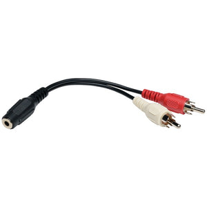 Female 3.5mm Stereo to 2 Male RCAs Y-Splitter Cable, 6"