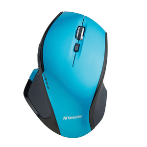 Cordless Deluxe Blue-LED Computer Mouse, Ergonomic, 8 Buttons, 2.4 GHz (Blue)