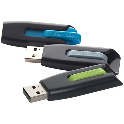 Store 'n' Go(R) V3 USB 3.0 Flash Drive (16GB; 3 pk; Blue-Gray-Green)