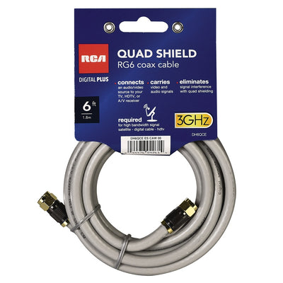Quad-Shield RG6 Coax Cable, 6 Feet