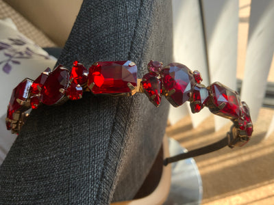 Baroque Single Row Red Rhinestone Crystals Headband