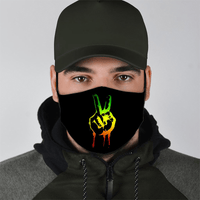 Reggae Peace Sign Face Mask with Ear Adjusters