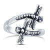 Sterling Silver Dragonflies Bypass Ring