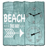 14-Inch x 14-Inch Beach This Way Clock with Thermometer