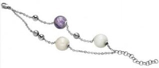 BREIL JEWELS - CHAOS Collection pietre naturali bianca. rosa e porpora/ natural white. pink and violet stones