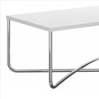 Coffee Table With Rectangular Top And X Base, White And Chrome - UPT-238273
