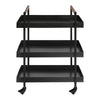 3 Tier Bar Cart With Tray Shelves, Metal Frame, And Raised Edges, Black