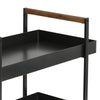 3 Tier Bar Cart With Tray Shelves, Metal Frame, And Raised Edges, Black