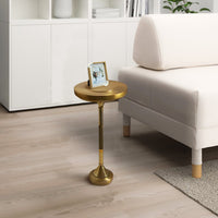 11 Inch Modern Side End Table, Removable Round Top, Gold