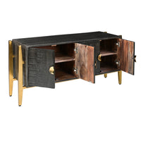 Tali 48in Accent Sideboard Cabinet 2 Doors With Gold Round Handles Gray Wood