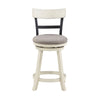 24 Inch Handcrafted 360 Degree Swivel Counter Stool, Curved Open Back, White Wood Frame