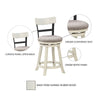 24 Inch Handcrafted 360 Degree Swivel Counter Stool, Curved Open Back, White Wood Frame
