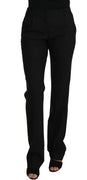 Black Dress Wool Stretch Straight Pants