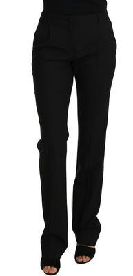 Black Dress Wool Stretch Straight Pants