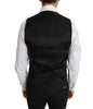 Black Solid Wool Silk Waistcoat Vest
