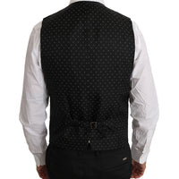 Black Solid 100% Wool Waistcoat Vest