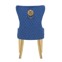 Simba Gold 2 Piece Velvet Dining Chairs in Navy