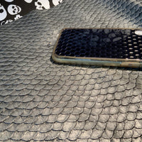 Black Embossed Studded Pyramid iPhone Silicone Case with Lanyard