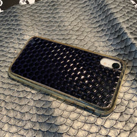 Black Embossed Studded Pyramid iPhone Silicone Case with Lanyard