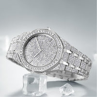 Bling White Crystals Men's Quartz Watch - Gold, Silver, or Rose Gold