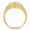 Blue Princess-Cut Diamond 14kt Gold Men's Signet Ring Sz 10