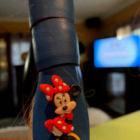 Minnie Mouse Pin on Blue Hair Wrap Tie, by Hair Tie Rebel