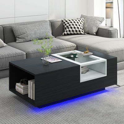 U-Can LED Coffee Table with Storage Black