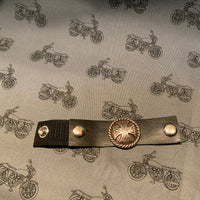 Celtic Cross Concho on Black Leather Hair Tie