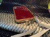 Dark Red Embossed Studded Pyramid iPhone Silicone Case with Lanyard